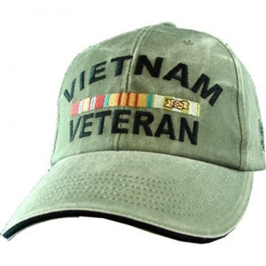Veteran Ballcap - Vietnam with 3 Ribbons - Olive Drab