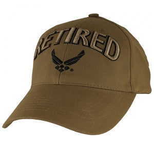 USAF Ballcap -Retired Air Force with Wings Logo Coyote Brown
