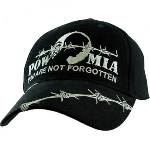 POW/MIA "You Are Not Forgotten" Black Cap with Barbed Wire Ballcap
