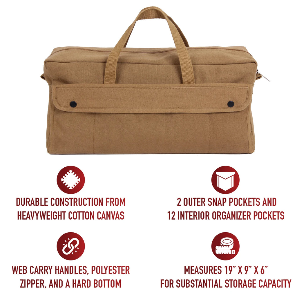 Canvas Jumbo Mechanic Tool Bag – Heavyweight Canvas Tool Organizer