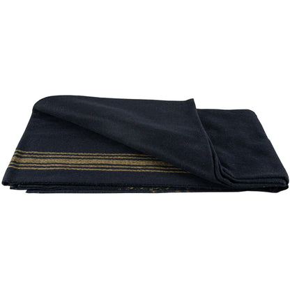 Mustard-Striped Navy Wool Blanket 55%