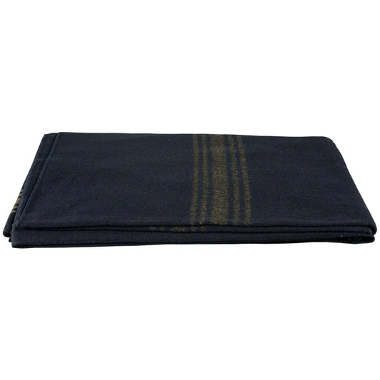 Mustard-Striped Navy Wool Blanket 55%