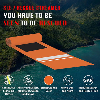 SEE/RESCUE® Streamer Survival Tool - 25' Distress Signal Streamer