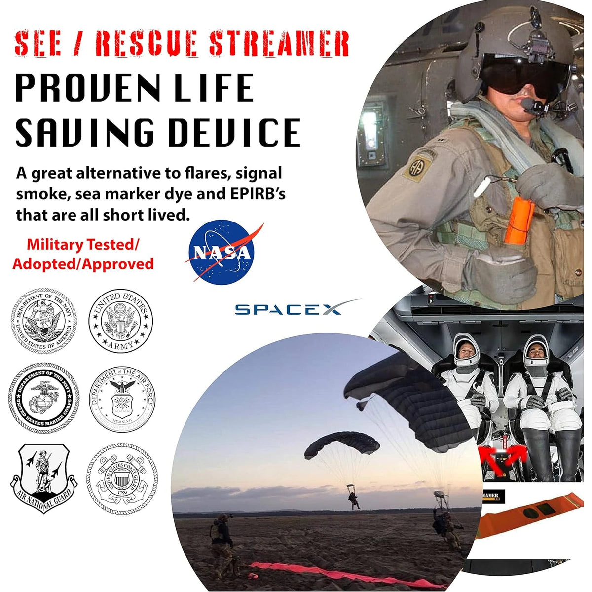 Sea Streamer SEE/RESCUE® Streamer Survival Tool - 25' Distress Signal Streamer ...