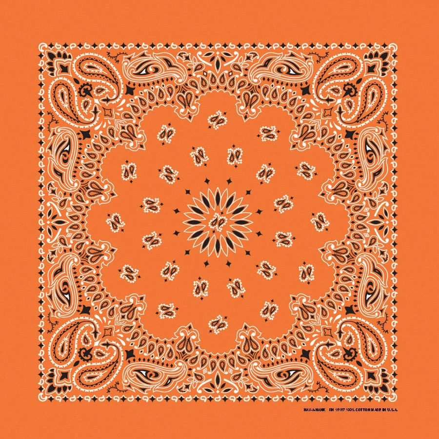 Orange Paisley Print Bandana