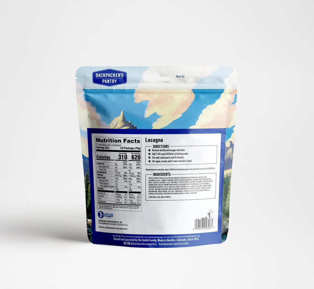 MRE Pouch | Backpackers Pantry | Vegetarian Lasagna