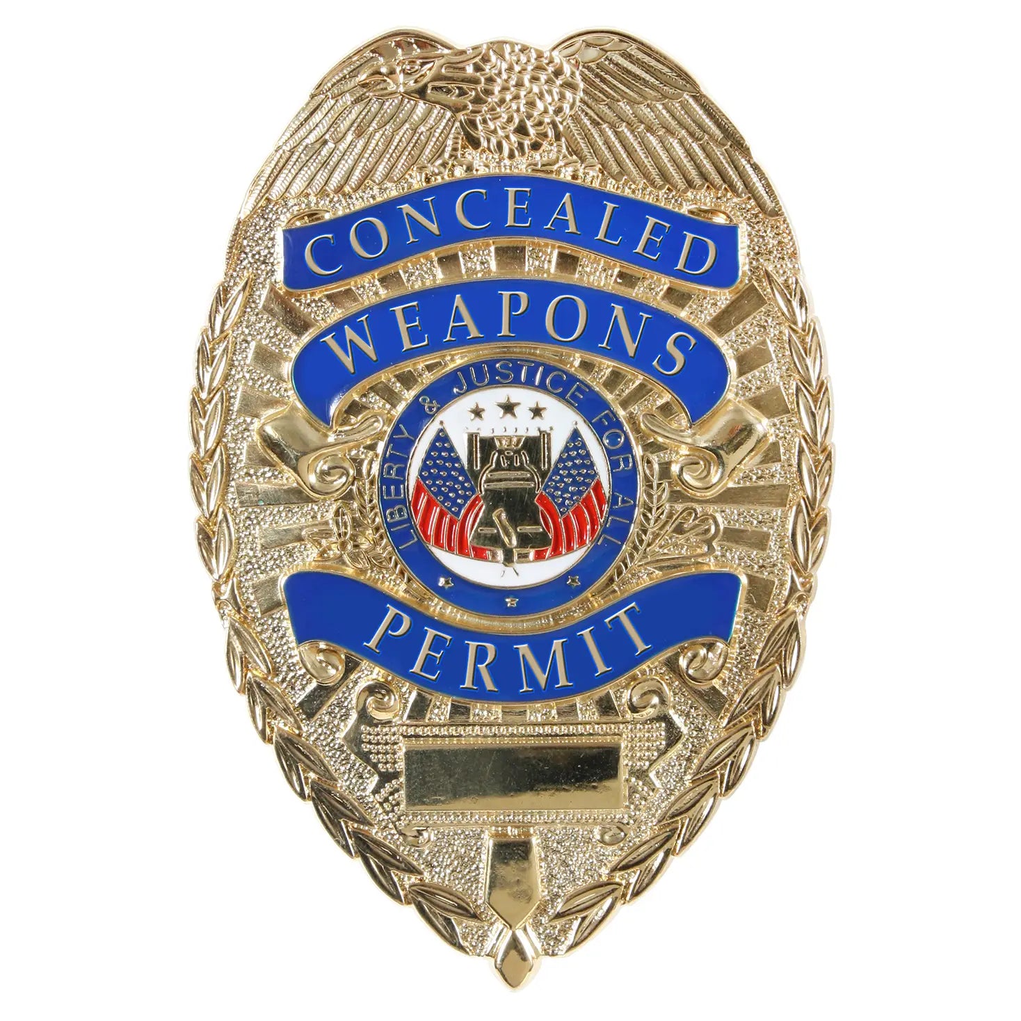 Deluxe "Concealed Weapons Permit" Badge - Silver and Gold