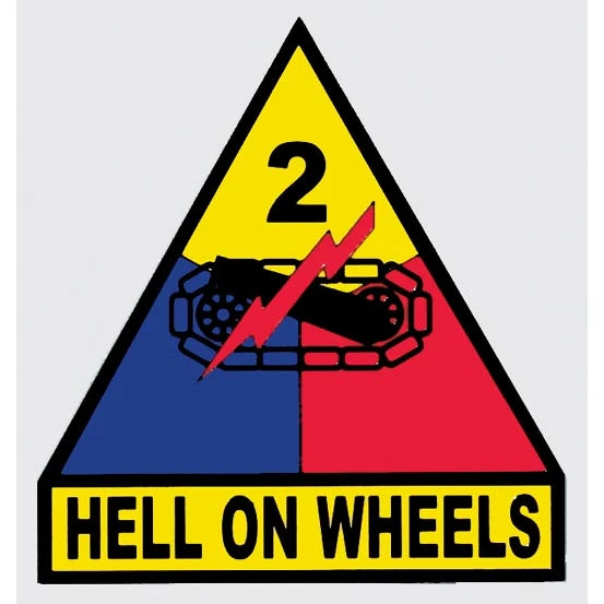 U.S. Army Decal - 3.5" x 3.75" - 2nd Armored Division "Hell On Wheels"