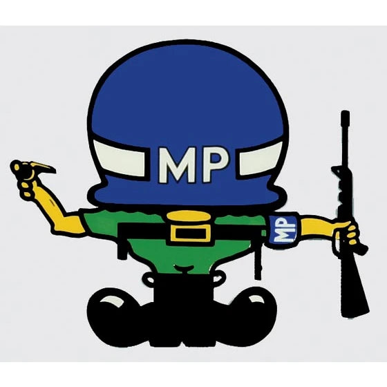 U.S. Army Decal - 3.75" x 3.5" - MP on Large Helmet with Small Animated Soldier