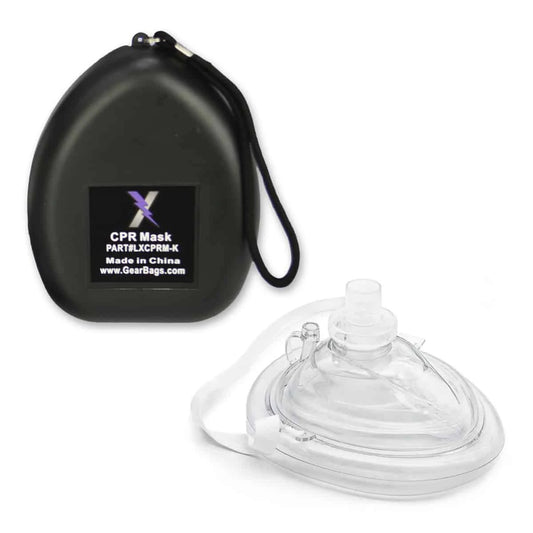 Lightning X Pocket CPR Mask Kit with Hard Shell Case – One-Way Valve + O2 Port for Emergency Resuscitation