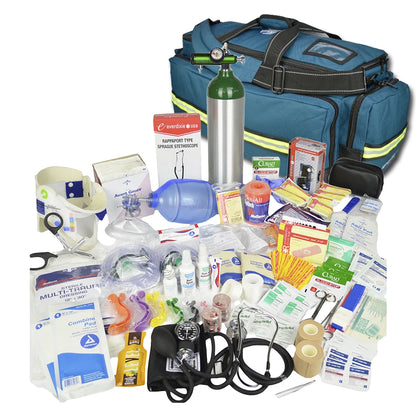 Premium Oxygen Trauma Bag and Kit w/ Removable Cylinder Compartment & Waterproof Bottom