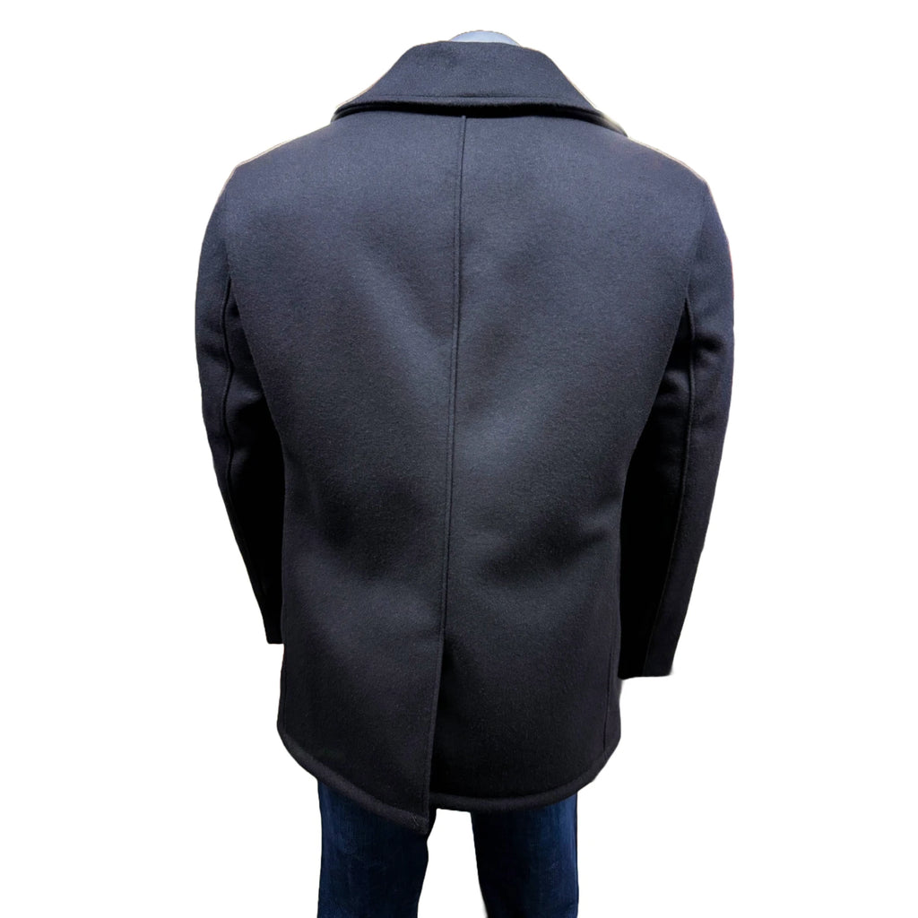 Authentic Navy Pea Coat – 32 oz Melton Wool, Made in USA