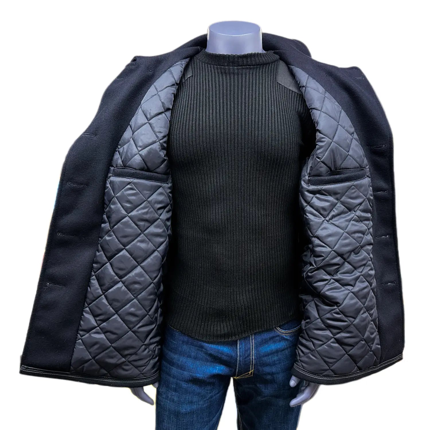 Authentic Navy Pea Coat – 32 oz Melton Wool, Made in USA