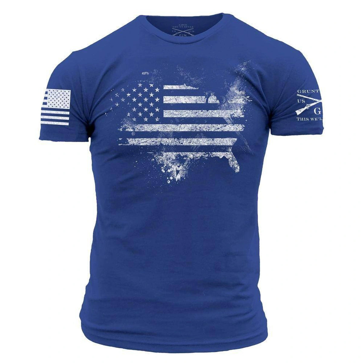 Grunt Style American Acid T-Shirt: Royal Blue Patriotic Graphic