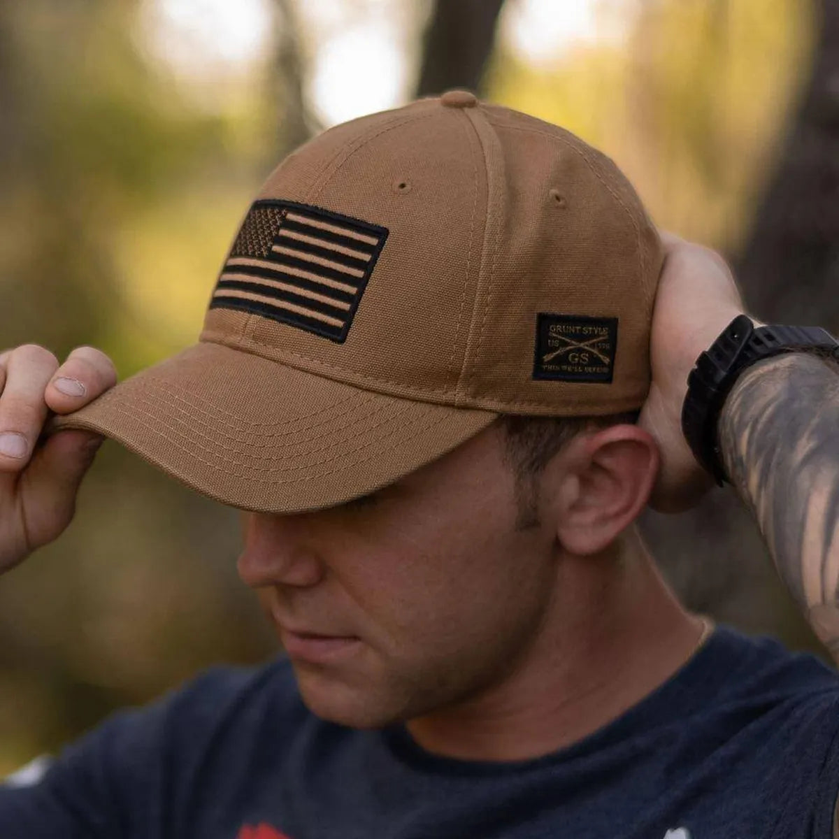Grunt Style | Embroidered American Flag Hat - Coyote