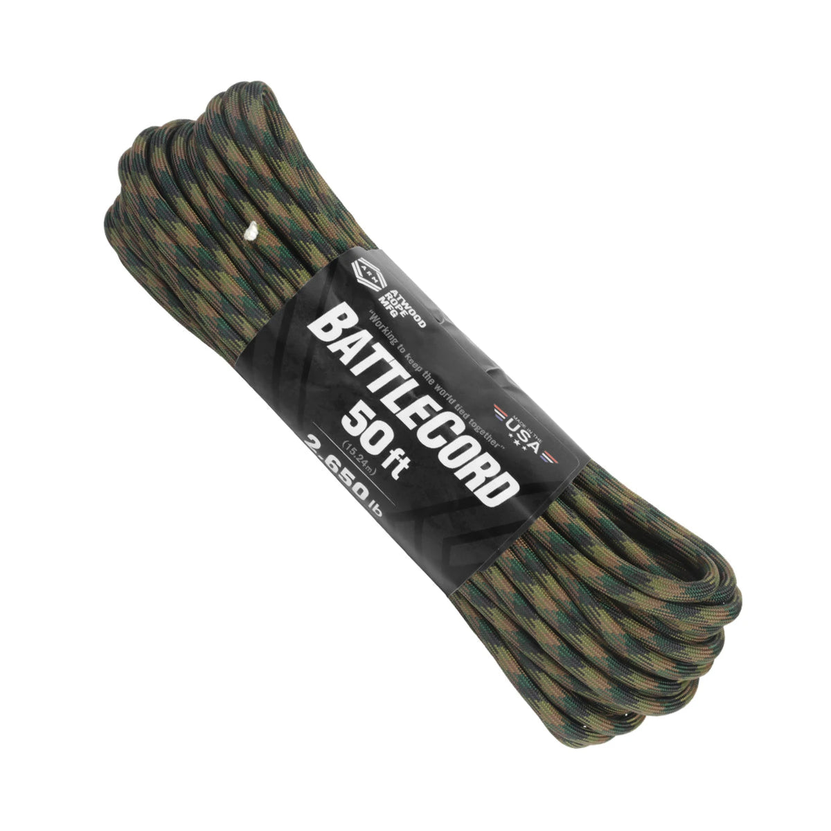 Atwood Rope 5.6 mm BattleCord, 50 ft - Woodland Camo