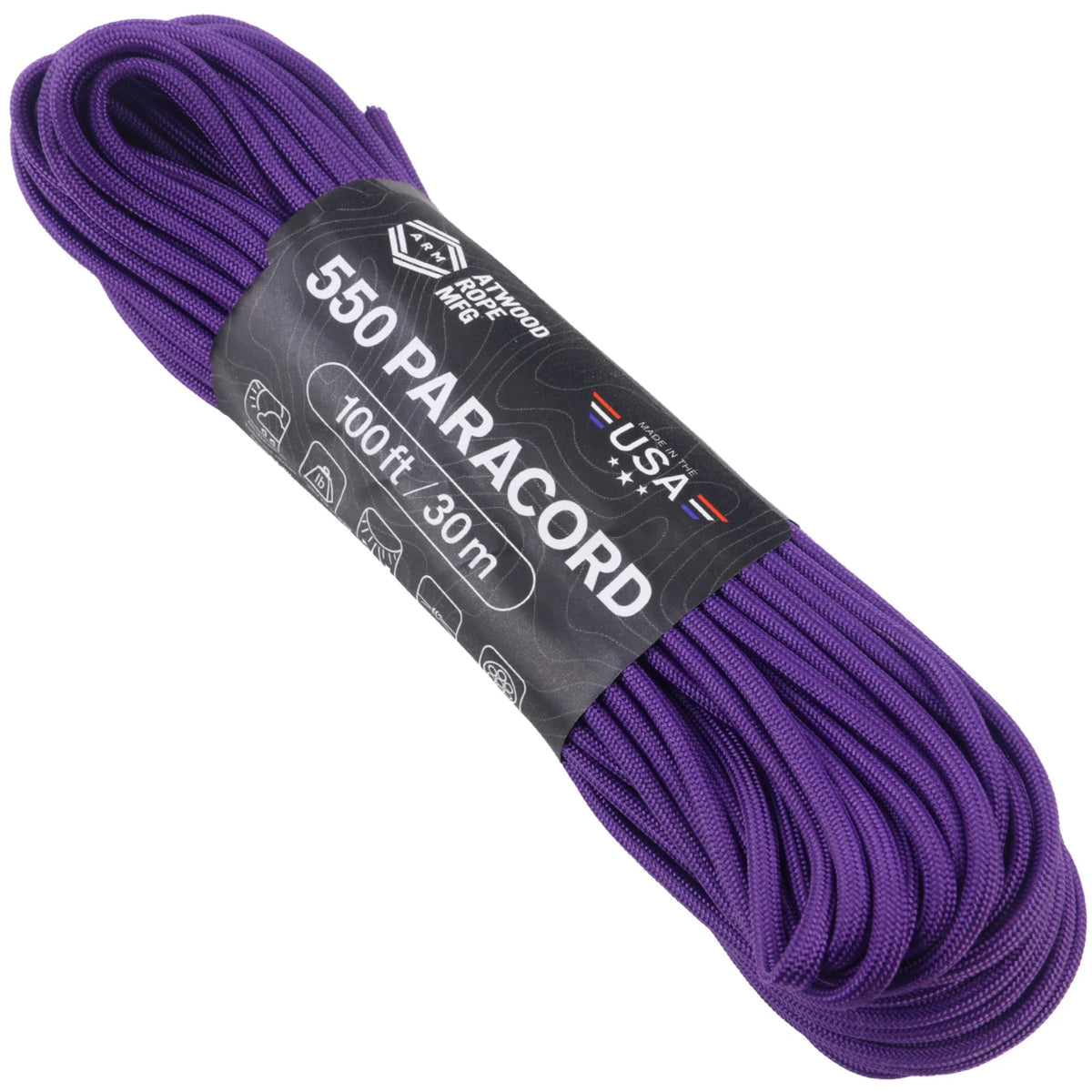 Atwood Rope 550 7-Strand Paracord, Purple, 1,000 ft