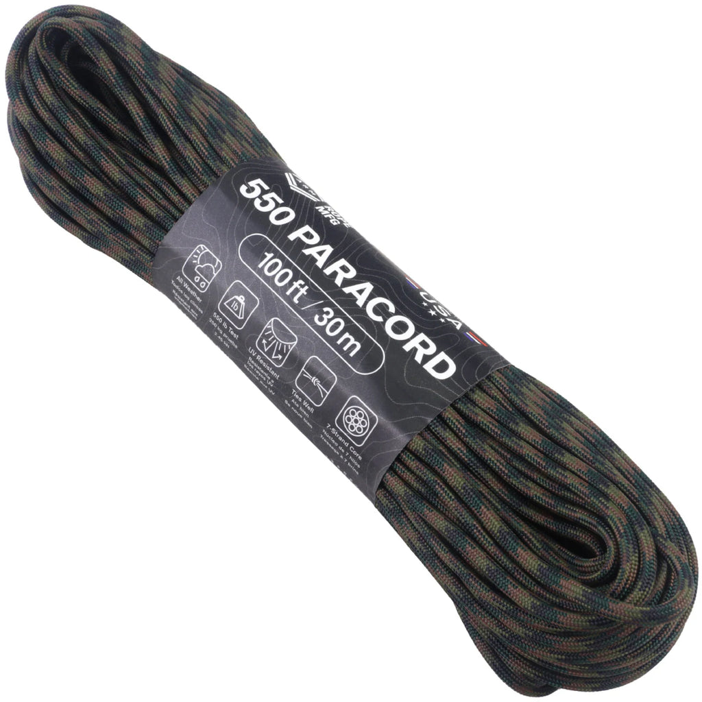 Atwood Rope 550 7-Strand Paracord, Woodland Camo, 1,000 ft