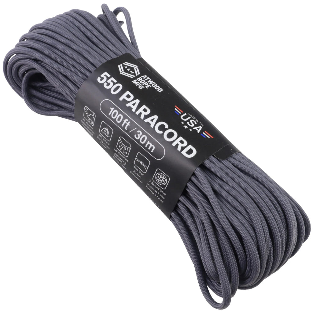 Atwood Rope 550 Paracord - Graphite, 100 ft