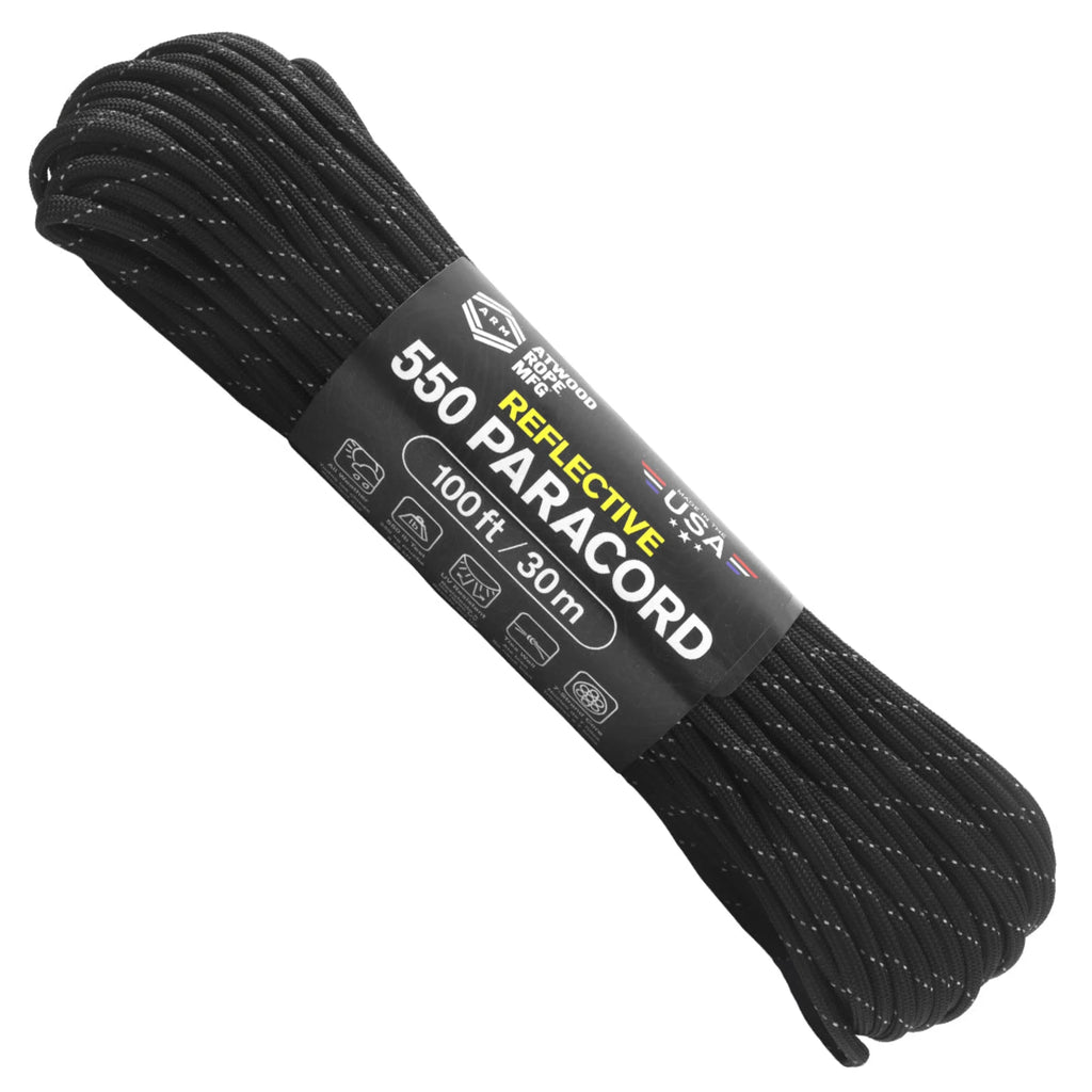 Atwood Rope Reflective 550 Paracord - Black, 50 Feet — Image 2