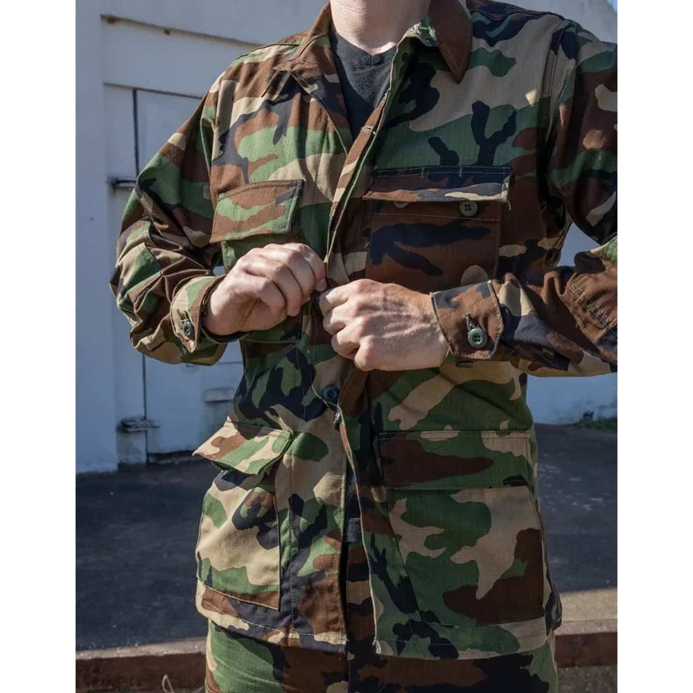Woodland Camo BDU Coat 100% Cotton Ripstop – Army Navy Marine Store