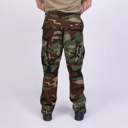 Woodland Camo BDU Pants Button Fly - 100% Cotton Rip Stop