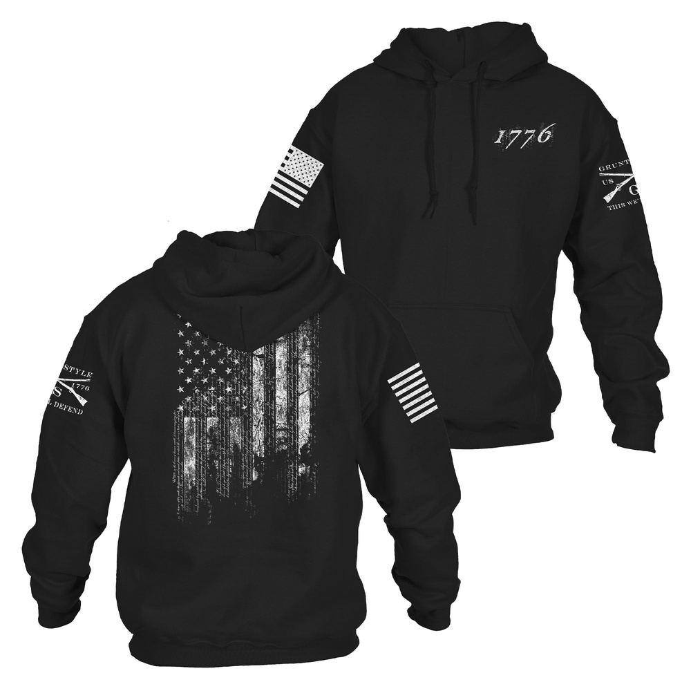 Grunt Style 1776 Flag Pullover Hoodie - Black