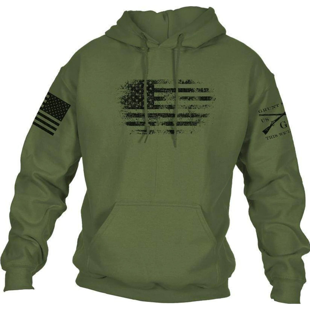 Grunt Style Vintage American Unisex Hoodie - Military Green