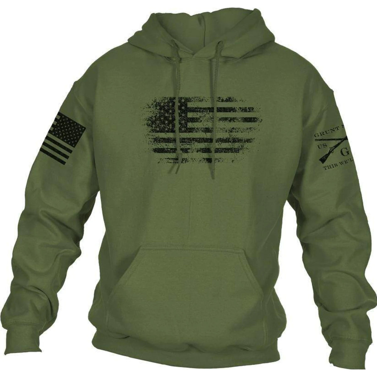 Grunt Style Vintage American Unisex Hoodie - Military Green