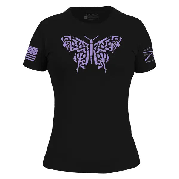 Grunt Style Women's 2A Butterfly Slim-Fit T-Shirt - Black