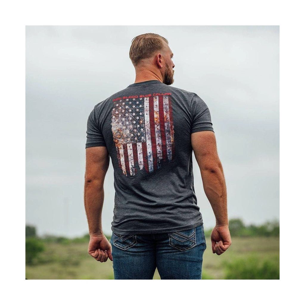 Grunt Style Red Blood Blue Collar T-Shirt, Charcoal: Built for hard work, made to represent