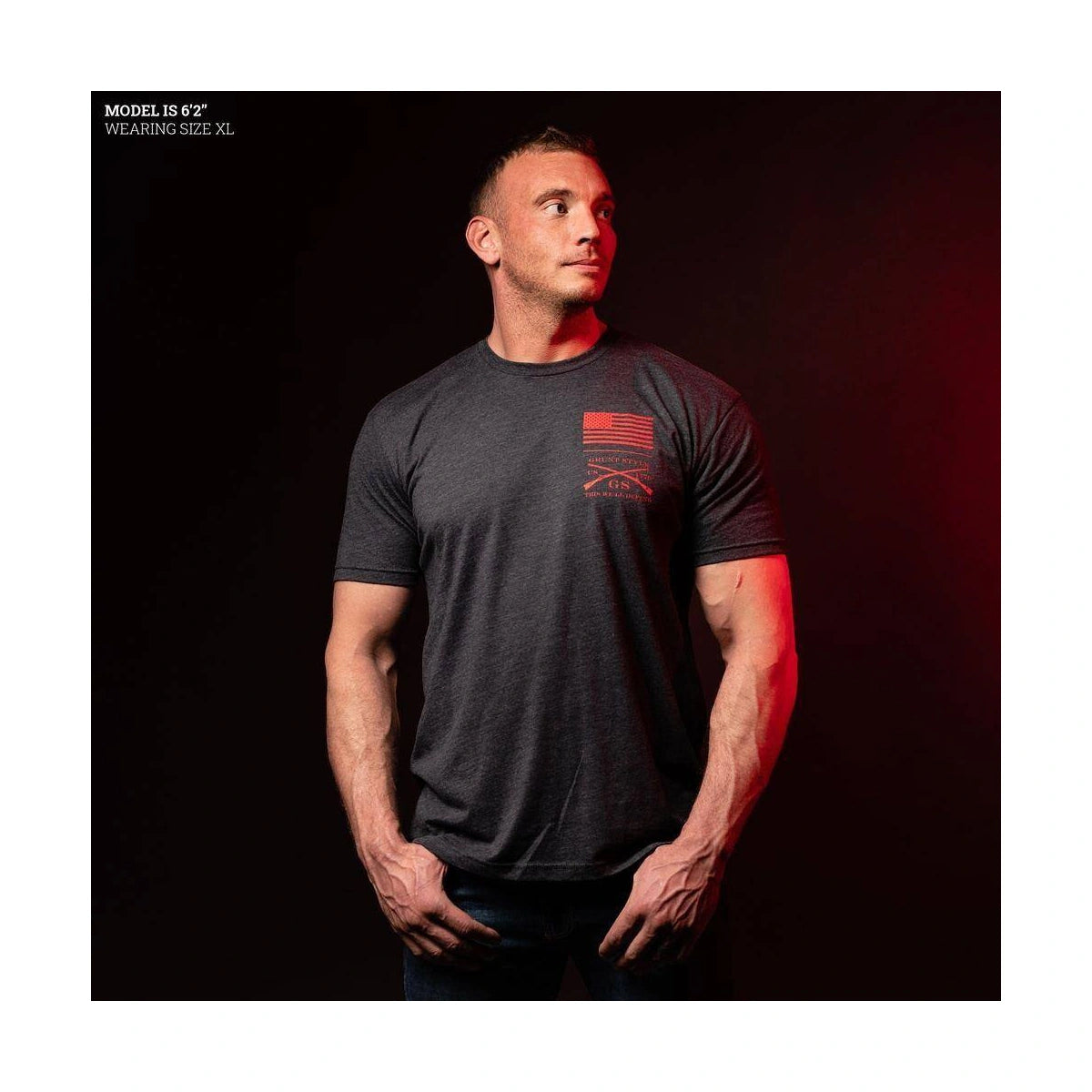 Grunt Style Red Blood Blue Collar T-Shirt, Charcoal: Built for hard work, made to represent