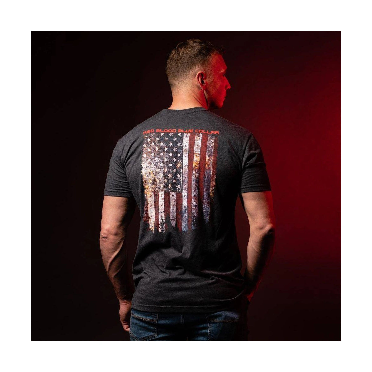 Grunt Style Red Blood Blue Collar T-Shirt, Charcoal: Built for hard work, made to represent