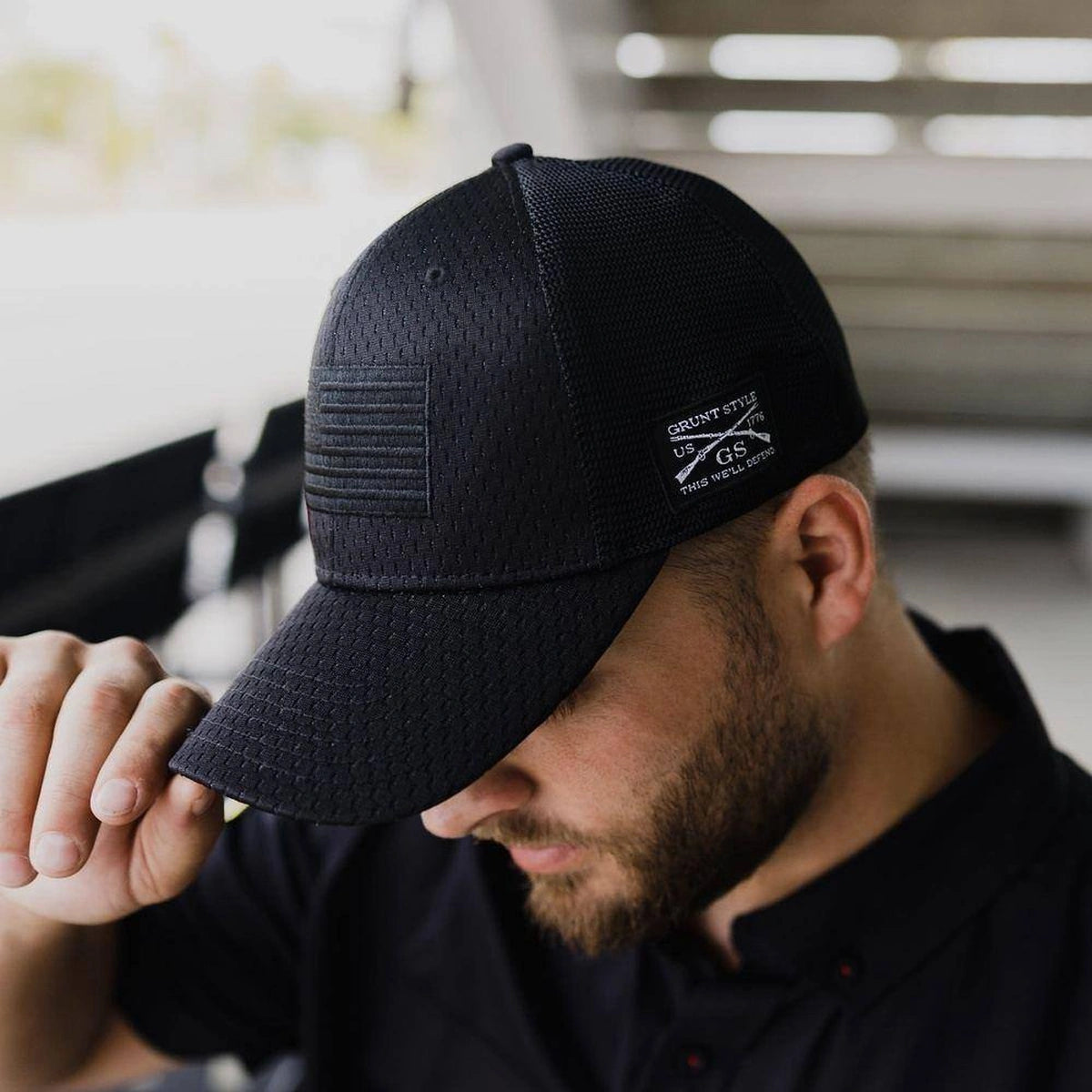 Grunt Style | Blackout Flag Stretch Fit Hat - Black