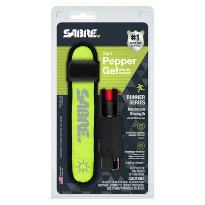 SABRE 2-IN-1 PEPPER GEL with LED Armband / Yellow