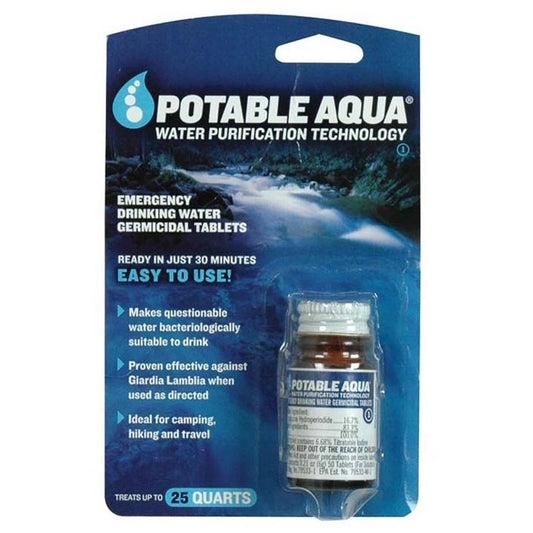 Potable Aqua Emergency Drinking Water Germicidal Tablets - 25 Quart