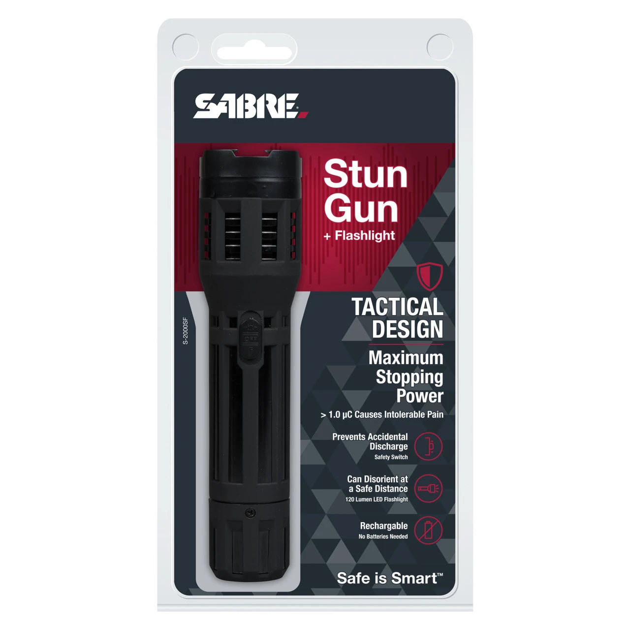 Sabre | 2-in-1 Stun Gun with LED Flashlight - 1.820 Microcoulombs (MC) Charge
