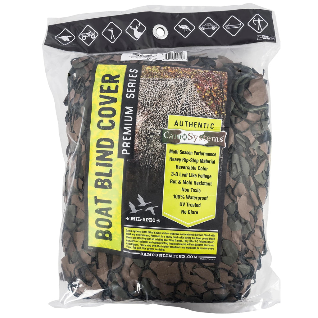 Camo Unlimted | 5'x13' Military (Mesh Netting Attached) Boat Blind Cover