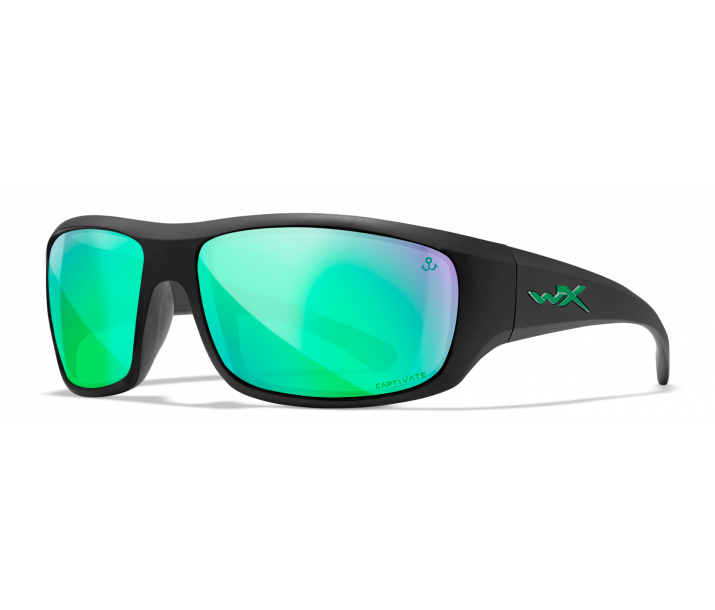 Wiley X Omega Polarized Green Mirror Black Sunglasses